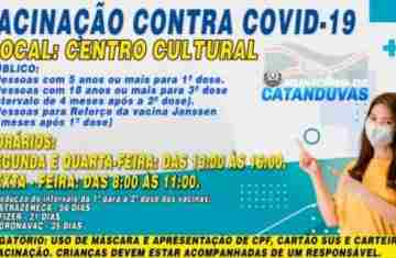 Catanduvas – Vacinação contra a COVID-19 será realizada no Centro Cultural